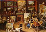 Frans The Younger Francken Canvas Paintings - Pictura, Poesis and Musica in a Pronkkamer